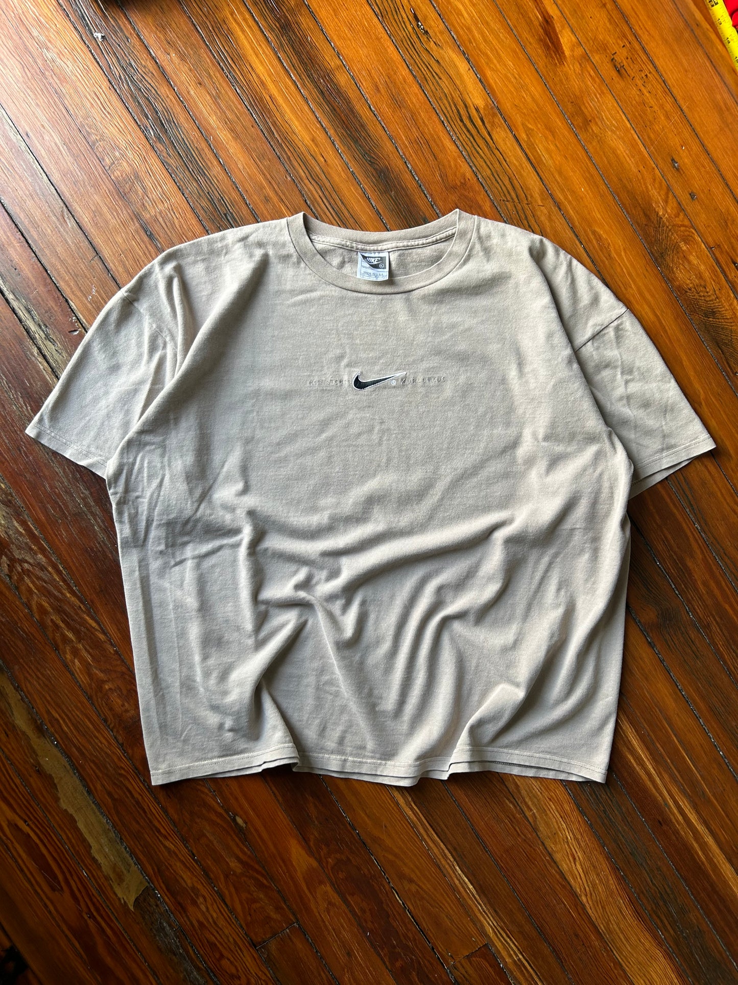 1990s Tan Nike Center Swoosh Tee (XL)