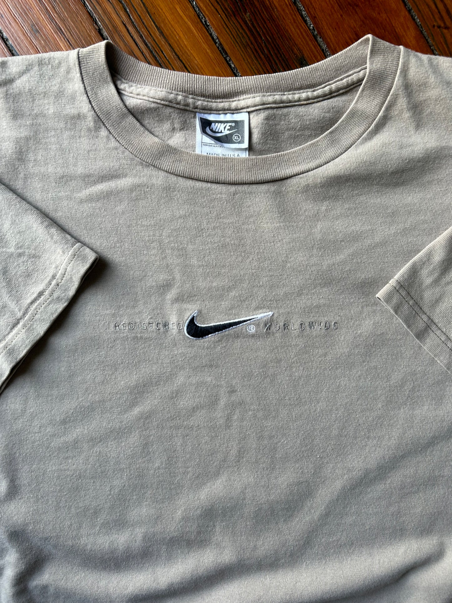 1990s Tan Nike Center Swoosh Tee (XL)