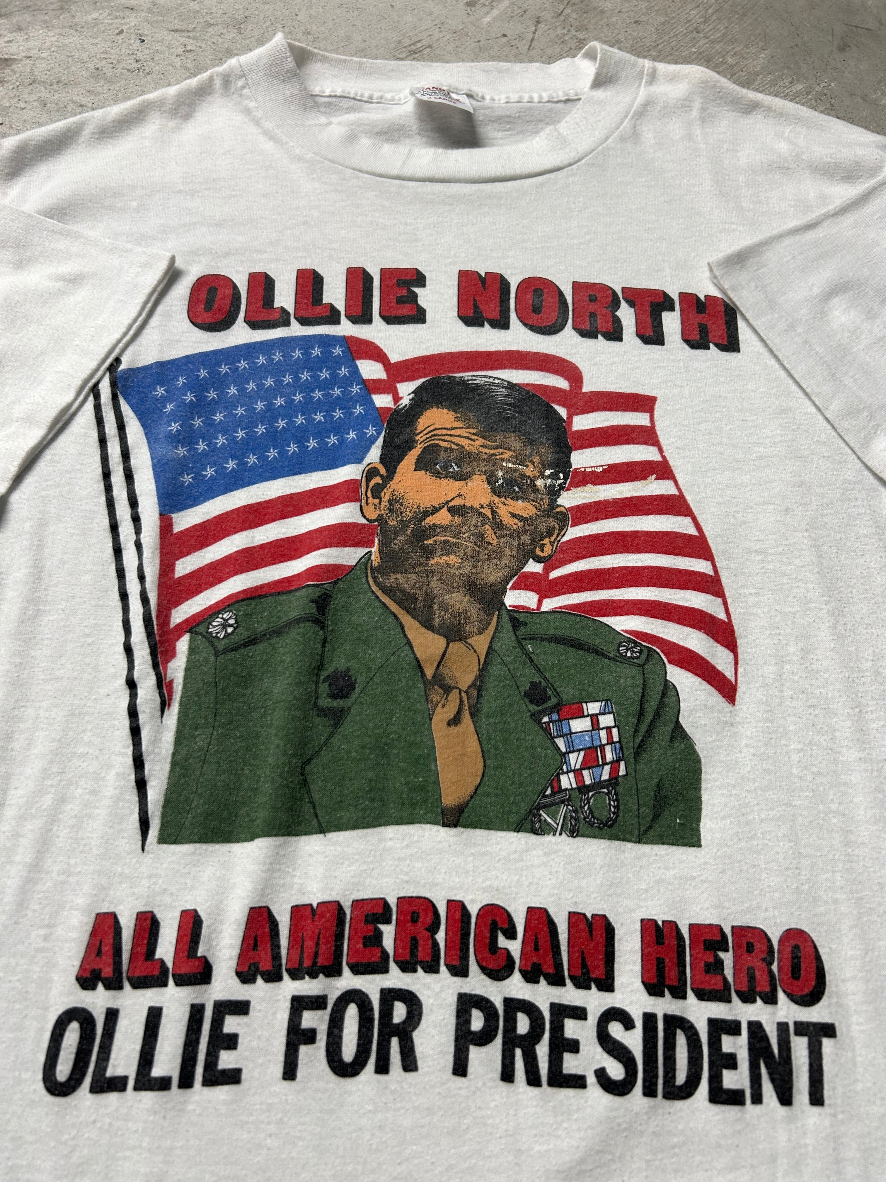 Oliver North T Shirt Vintage 80s 90s True deals American Hero Ringer Made In USA XL