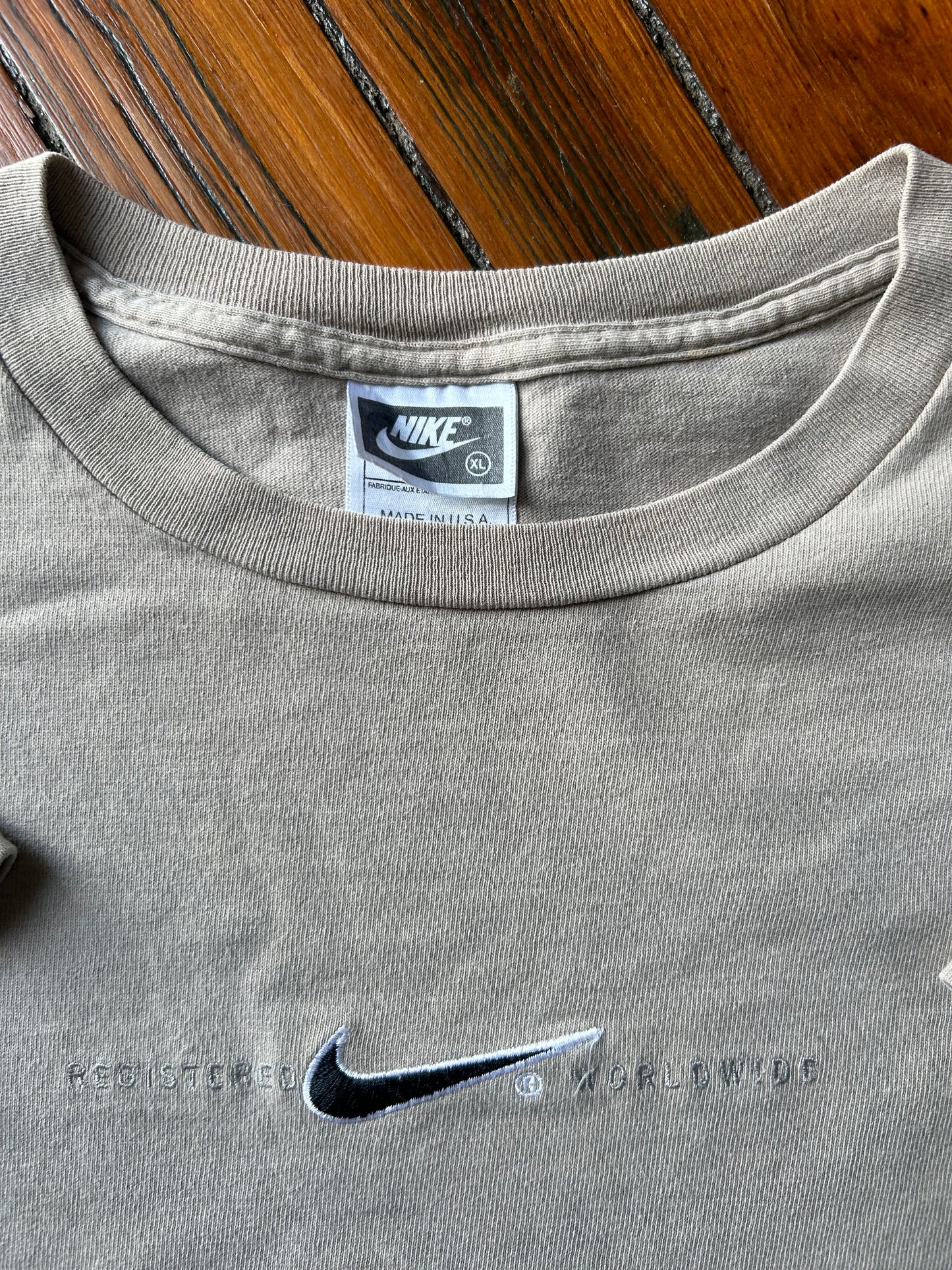 1990s Tan Nike Center Swoosh Tee (XL)