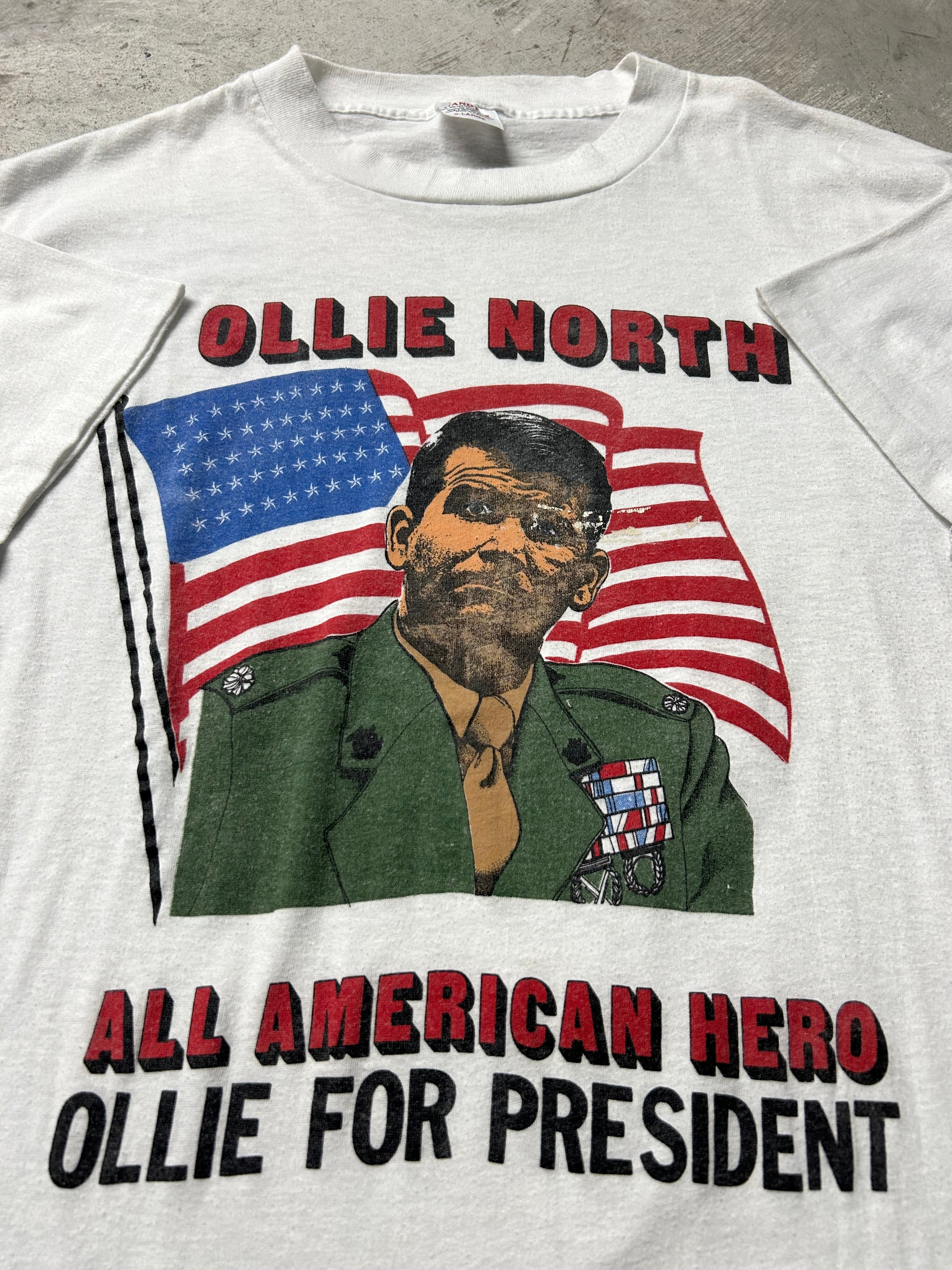 Oliver North T Shirt Vintage 80s 90s True American Hero Ringer deals Made In USA XL